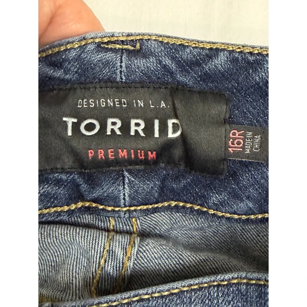 Torrid Premium Jeggings‎ Jeans Women's 16R Blue Distressed High Rise Denim
